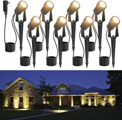85.3FT LED Outdoor Spot Lights, 8-Pack Warm White Uplights for Garden Pathway