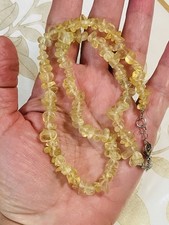 VTG Natural Gemstone Lemon Quartz Necklace Sz...
