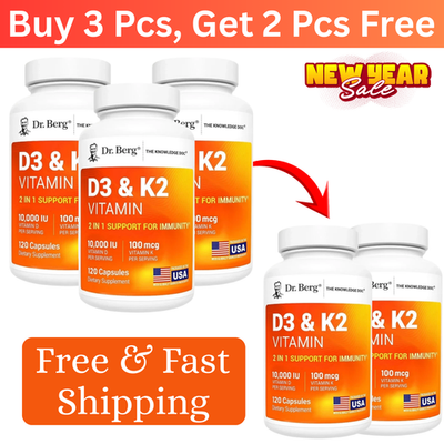 #ad 5 Pack Dr. Berg’s Nutritionals 100mg Vitamin D3 amp; K2 Supplement 120 Capsules $49.99