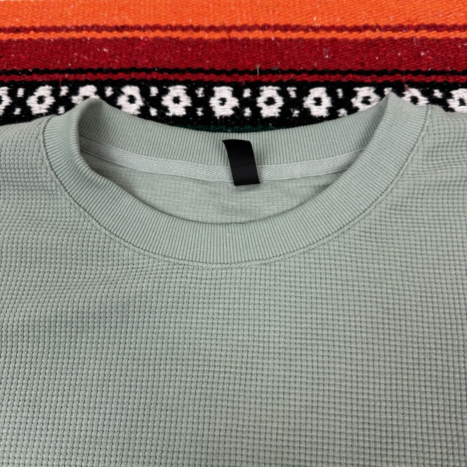 Comfrt Mens XL Seafoam Green Waffle Knit Lightweight L/S Minimalist Pullover