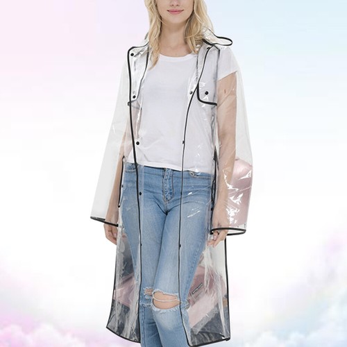 Fashionable Raincoat for Women Transparent Hooded Poncho See Through - 第 9/11 張圖片