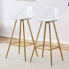 Set of 2 Bar Stools Bar Chair Kitchen Counter Height Dining Chair w/ Metal Leg