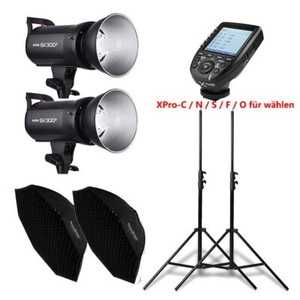 2X Godox SK300II Studioblitz + 95cm Grid Softbox + Stative + XPro Auslöser