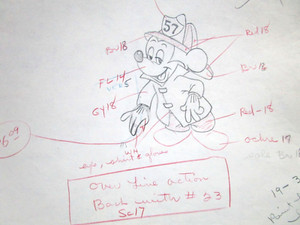 MICKEY MOUSE fireman 1960's ORIGINAL PRODUCTION cel DRAWING WALT DISNEY