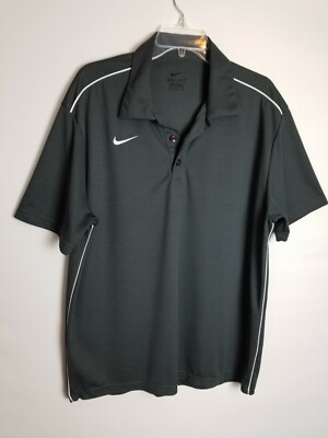 NIKE DRI-FIT SHORT SLEEVE DARK GRAY GOLF POLO SHIRT MENS LARGE