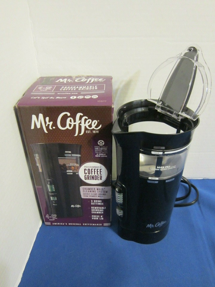Mr. Coffee IDS77 Blade Grinder Black Coffee Bean Mill with Multiple