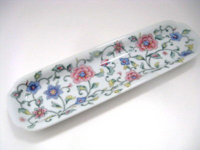 NEIMAN MARCUS Porcelain Tray Flower Chintz Design 8 3/4'' L X 2 1/2'' W