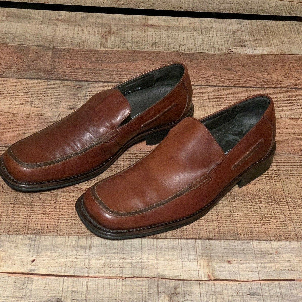Bostonian Italy Made Mens 9 M Brown Leather Apron Toe  display picture 3