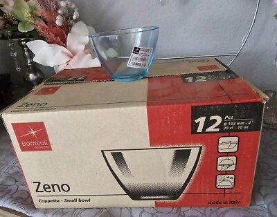Bormioli ROCCO 12er Set Coppetta - Small bow 30cl Tassen Schälchen Blau Italien 