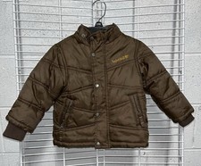 TIMBERLAND COAT TODDLER BOY Sz.12MO.Brown W/Yellow Logo Fleece In Side No Hood