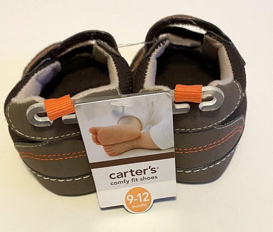 Zapatos Carter's Infantil Calce Cómodo Marrón Borde Naranja Talla 4 (9-12 meses) Bebé Nuevos con Etiquetas Foto 3 de 4