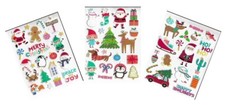 Christmas Santa Snowman Gingerbread Penguin Tree Reindeer Merry Puffy stickers