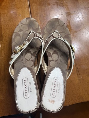 COACH WEDGE MONOGRAM THONG FLIPFLOP SANDALS 10