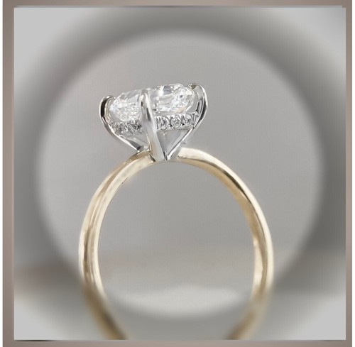 IGI Certified Lab Grown Diamond Wedding Ring 14K M.Tone Gold 1.10 CT Cushion - Picture 7 of 12