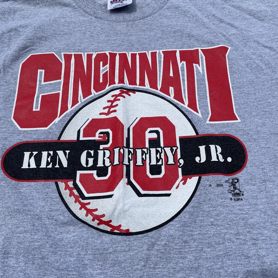 Camiseta deportiva de béisbol deportiva de colección Ken Griffey Jr para hombre grande gris de los Rojos de Cincinnati Foto 2 de 4
