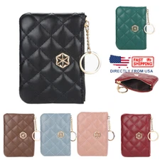 Women Key Ring Leather Mini Purse Coin Small Change Bag Card Wallet Pouch Zipper