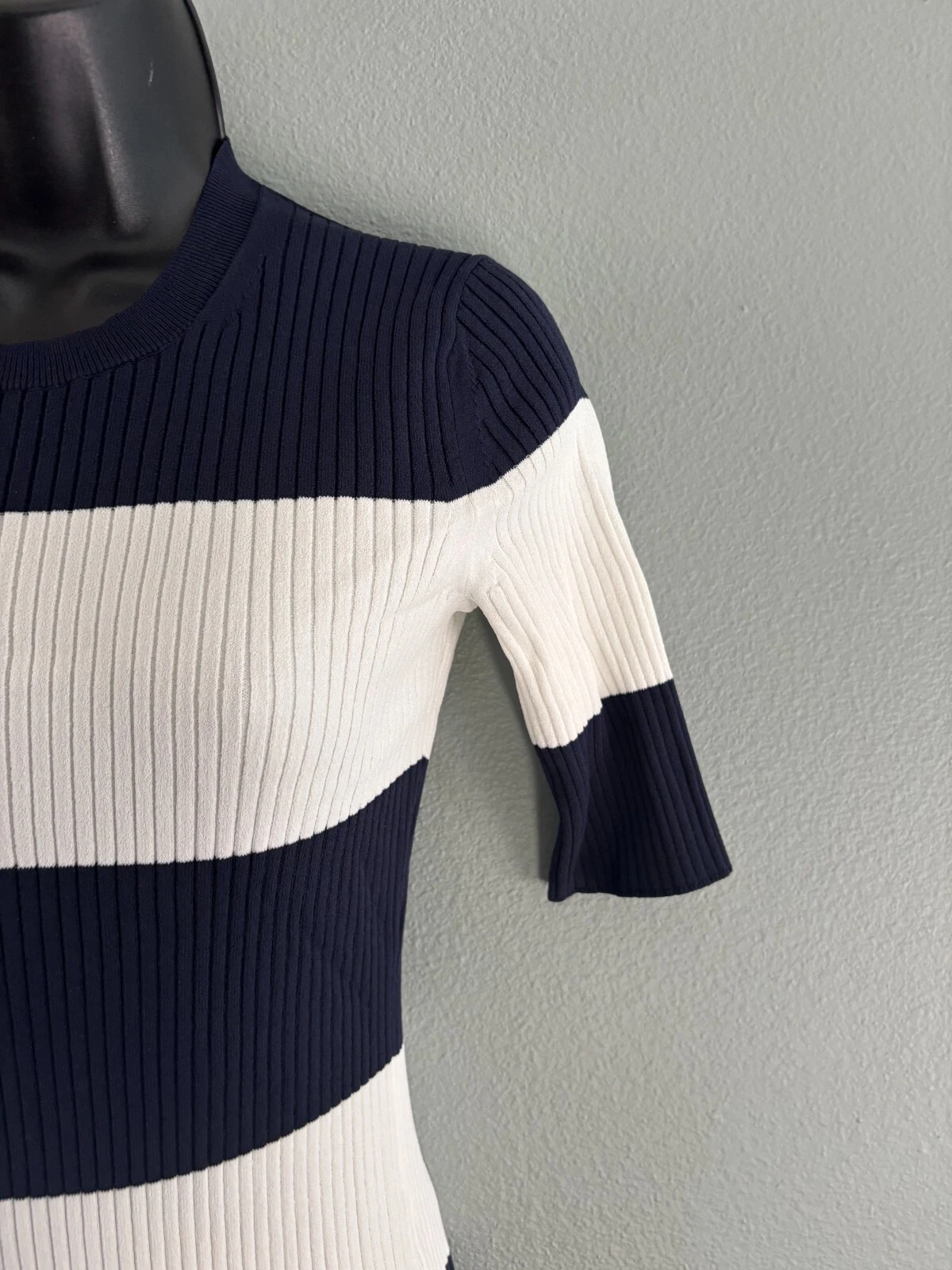 TORY BURCH Abito donna Tory Sport body a costine taglia XS blu bianco a righe manica corta