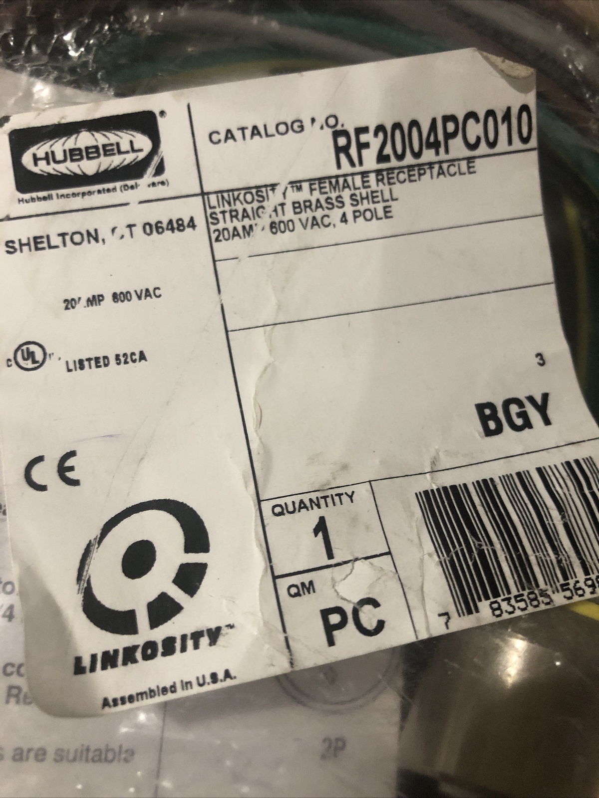 HUBBELL RF2003PA010 Linkosity Female Receptacle 20A 3W 10FT eBay