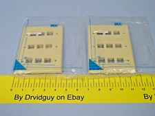 Lot of 2 ICC IC107FT9IV Flat Faceplate; 3-Gang; 9-Port; Ivory
