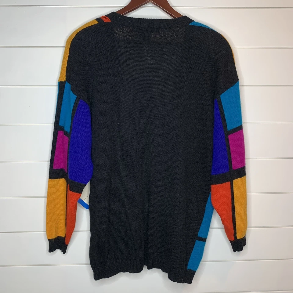 NUEVO Suéter XL Vintage IB Diffusion Cardigan Top 1992 Colorblock Angora (Defecto) Foto 3 de 4