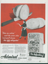 1949 Admiral Dual Temp Refrigerator Onion Slice Double Decker No Defrost Ad C22