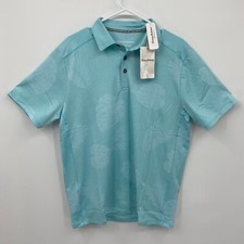 Tommy Bahama Men's Palm Coast Delray Frond IslandZone Polo Shirt Blue Size M