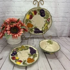 Francesca by Tabletops Unlimited  2pc set 1 Dinner Plate 1 Bowl cottagecore