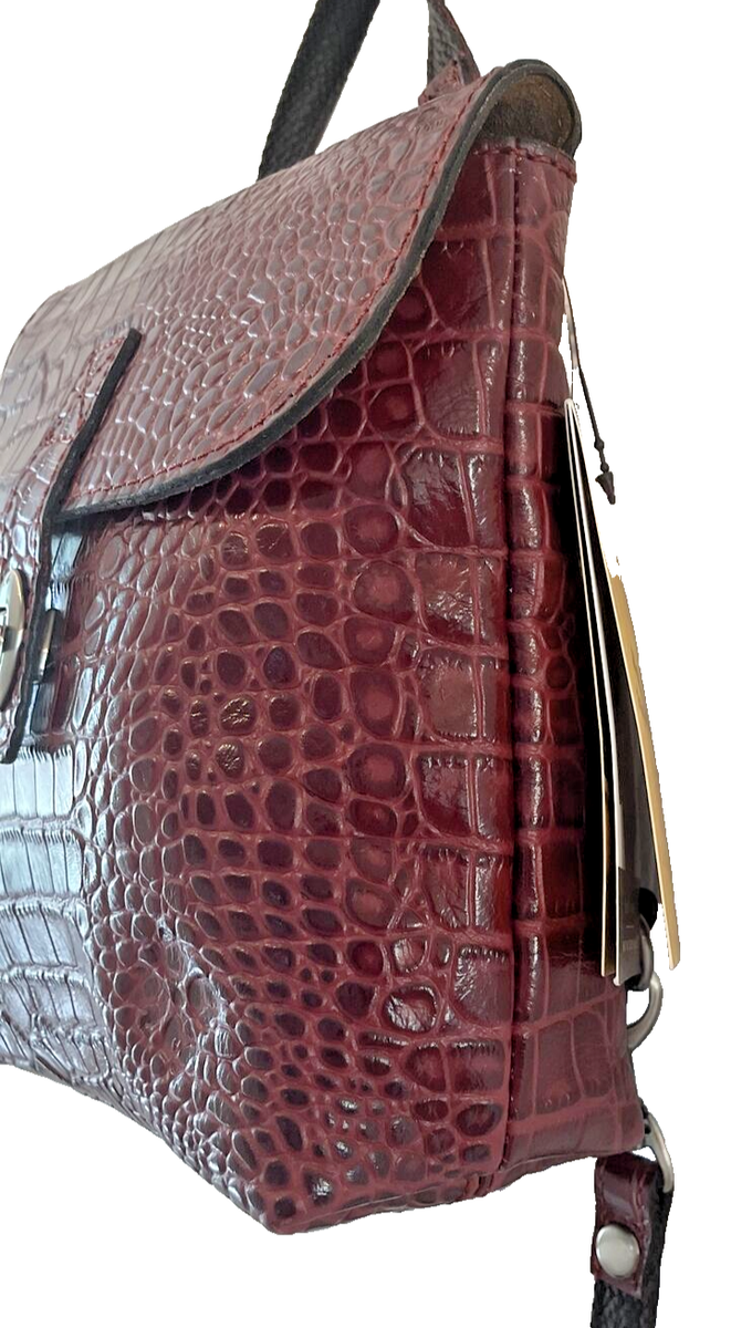 Patricia Nash Davoli Rich Brown Embossed Leather Convertible Backpack Patricia Nash Oxblood Croco Davoli Convertible Leather  main image 4
