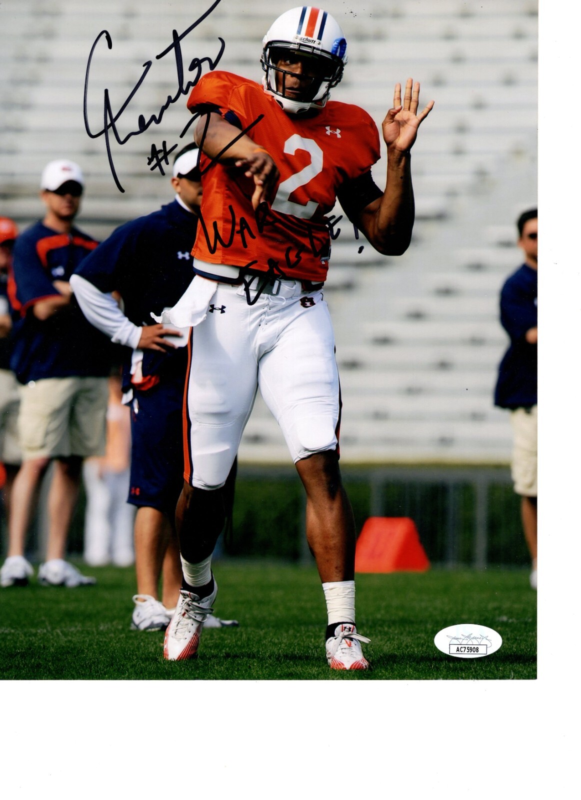 CAM NEWTON AUBURN TIGERS SIGNED 8X10 PHOTO W/JSA #1 