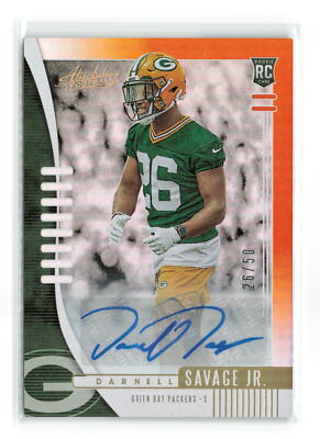 Darnell Savage Auto /50 SP RC AUTO 2019 Absolute Spectrum Orange #158 PACKERS