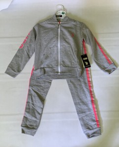 grey and pink polo sweatsuit