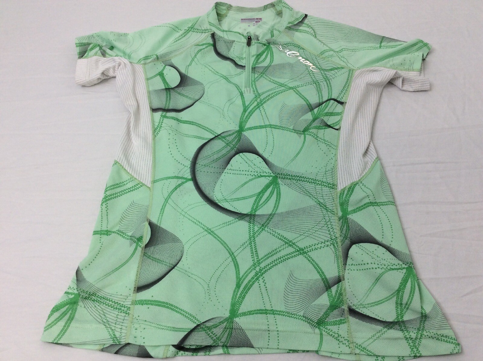 Camicia da corsa Salomon verde primavera statica donna media manica corta 1 4 zip usata in ottime condizioni