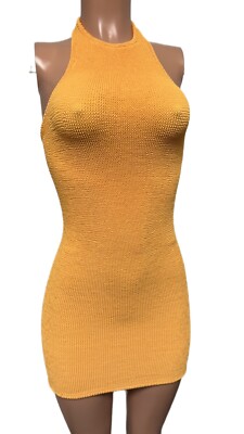 Hunza G Polly Bodycon Stretchy Halter mini Dress nwt O/S nwts party date clubbin