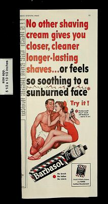 1951 Barbasol Suburned Face Cream Vintage Print Ad 20985