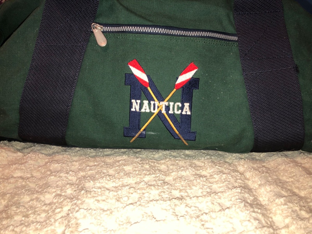 vtg 80s NAUTICA HEAVY DUTY CANVAS DUFFEL BAG ROWING CHAMPIONSHIP - Main Image