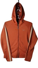 Calvin Klein Jeans Jacket Orange Full Zip Hood Large Thailand Charm Zip Pull L