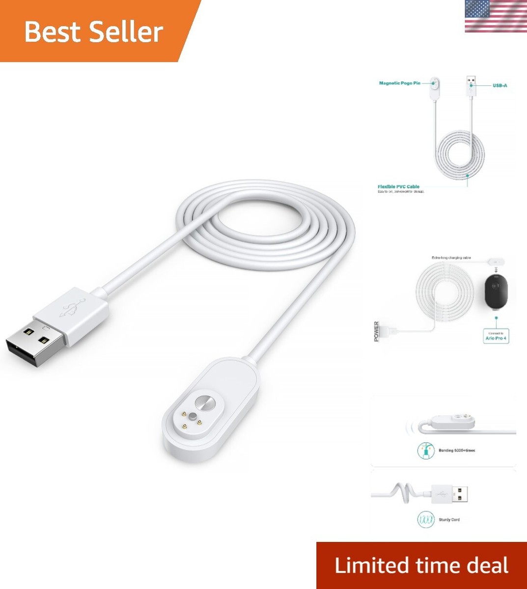 Cavo Di Ricarica Magnetico 3m Per Arlo Ultra/Pro - Ricarica Senza Sostituzione Batteria - Foto 8