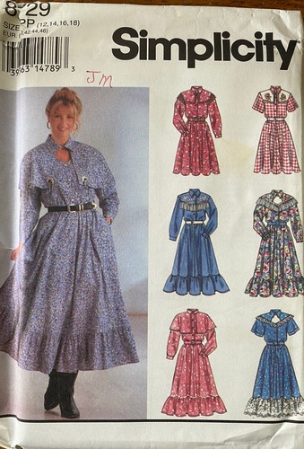 Vtg 90's Simplicity 8729 WESTERN DRESS ruffle sewing pattern 12-14-16-18 UNCUT - Picture 1 of 2