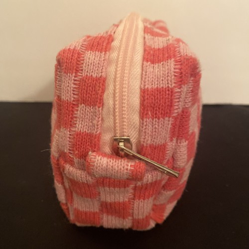 Women’s Makeup Bag Pouch Pink Checkered Cosmetic Bag Travel 7”x4” - Picture 4 of 9