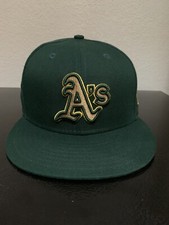 New Era Men's Oakland Athletics 59Fifty Road Green Authentic Hat Size 7 3/8