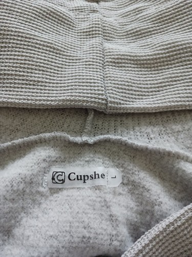 CUPSHE Hoodie Gr. L grau Pullover Waffelstrick gerippter Saum a20 w18 h20 shh35 - Bild 2 von 12