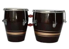 Musical Percussion Wooden Bango Drum Professional Bongo Set Natural Wood Brown