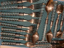 Clear Acrylic Wire Wrapped Flatware Set Stainless Vintage Modern Kitchen