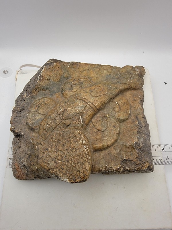 Carved stone Trilobite antropod fossil japenese looking fish Design 7 by 7 inch