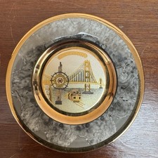 Vintage Chokin Art 24kt Gold Collectible Small Plate San Francisco Scene Display