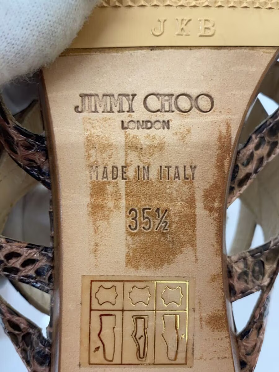 Jimmy Choo Python Pattern Sandals 35.5 Pink Beige… - image 5