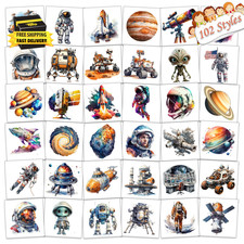102 PCS Individually Wrapped Space Temporary Tattoo for Kids - Planet Astronaut