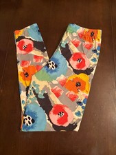 Woman s leggings floral pastel hidden message spring summer black white nwot
