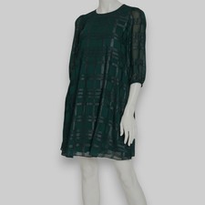 Calvin Klein Women's Green Metallic 3/4-Sleeve Chiffon Dress Size: 4