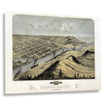 1868 Grand Haven Ottawa County Michigan Map Poster Wall Art Print